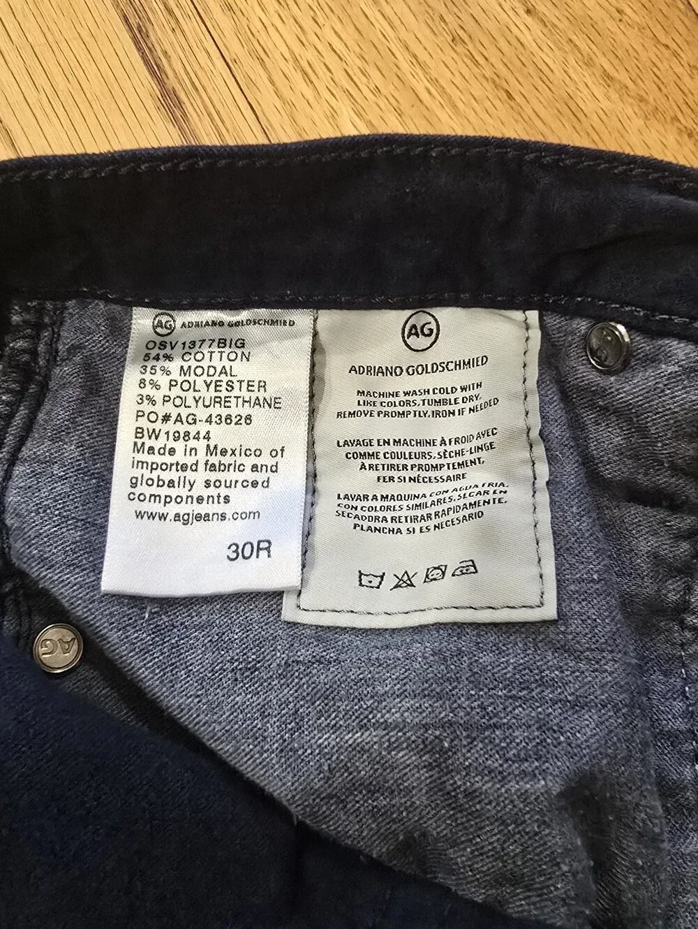 AG Adriano Goldschmied Navy Blue Stretch Skinny Pants Size 30R - Picture 10 of 13
